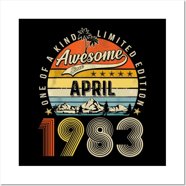 Awesome Since April 1983 Vintage 40th Birthday Wall Art by Gearlds Leonia